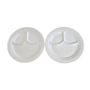 Set of 2 Buffalo China USA White Vintage Restaurant Ware Divided Plates